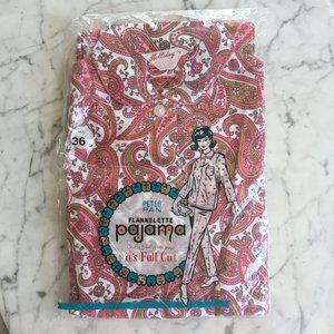 NEW Vintage 1960's Paisley Flannel Pajama Set S